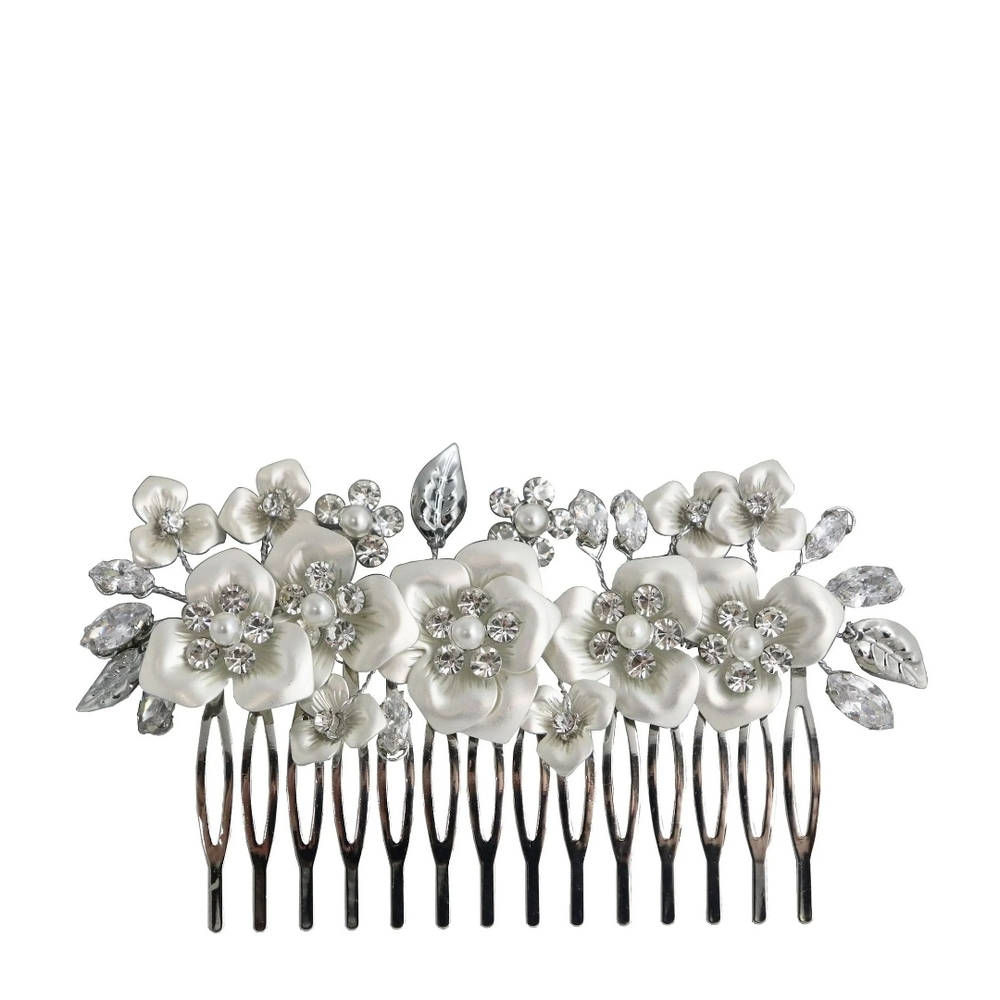 Elegant Floral Hair Comb with Crystals
